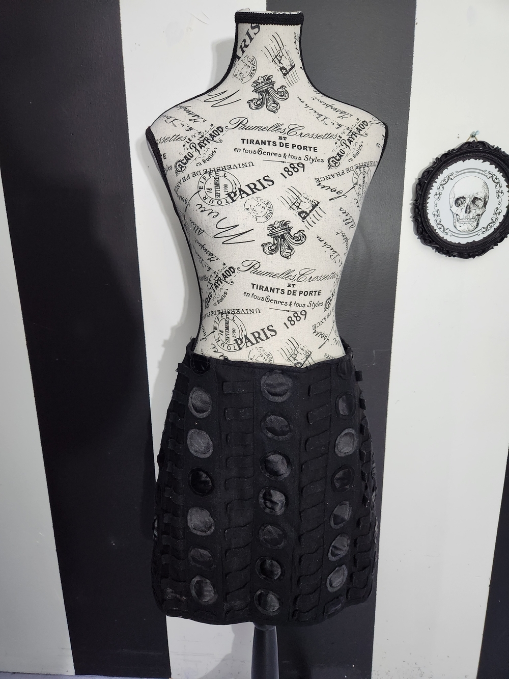 Save The Queen Black Circle-Accent Mini Skirt